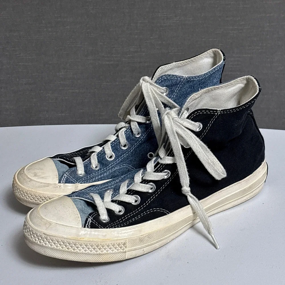 Converse Chuck 70 High Top 8 Men Black Blue Tri-Panel Denim Renew Sneaker